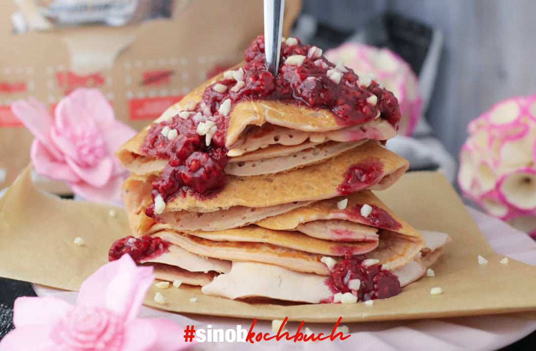 Vegane Vanille-Himbeer-Crêpes