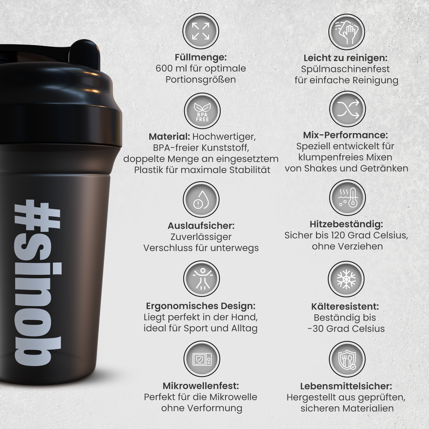 #sinob premium Shaker 600ml schwarz