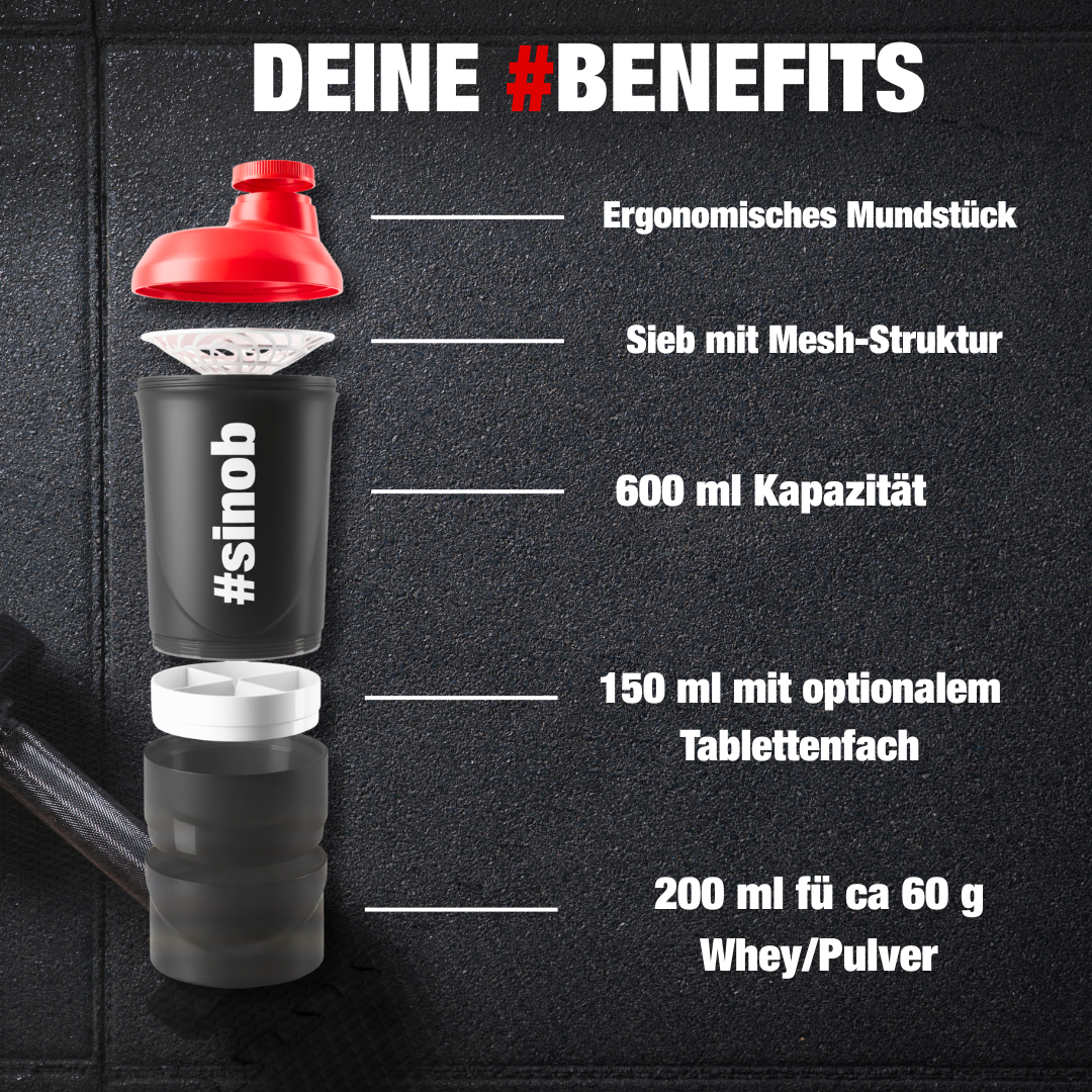 #sinob Wave Shaker 600 ml + 200 ml + 150 ml Storage-Kammern