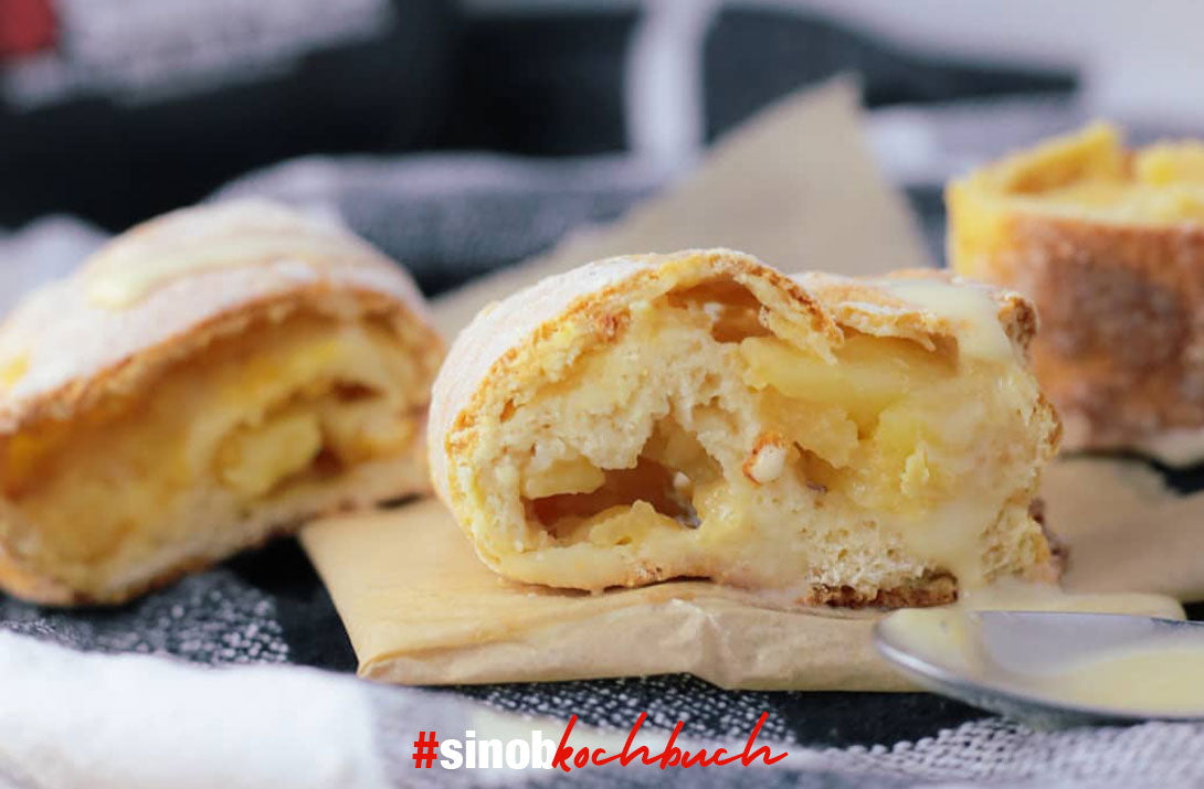 Protein-Apfelstrudel mit Vanillesoße