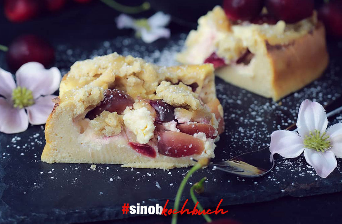 Kirsch-Streusel-Kuchen mit Quarkschicht Kirsch-Streusel-Kuchen mit Quarkschicht